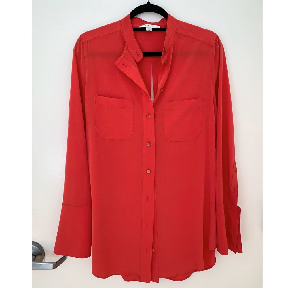 Carven Split-Back Coral Tunic Blouse (Size IT 38)